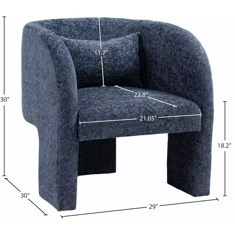 Grey / Navy Chenille Fabric Accent Chair with Arms – Seats 1