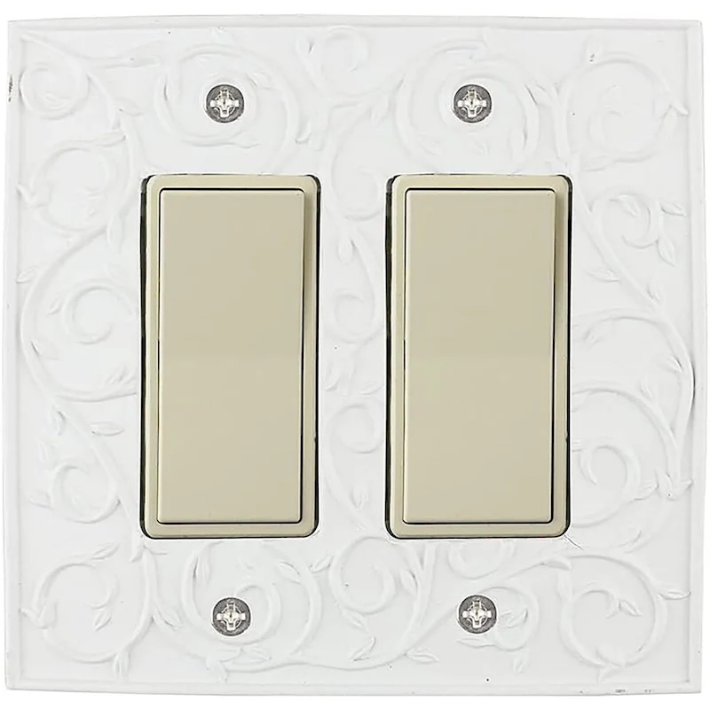 Meriville French Scroll 2 Rocker Wallplate, Double Switch Electrical Cover Plate