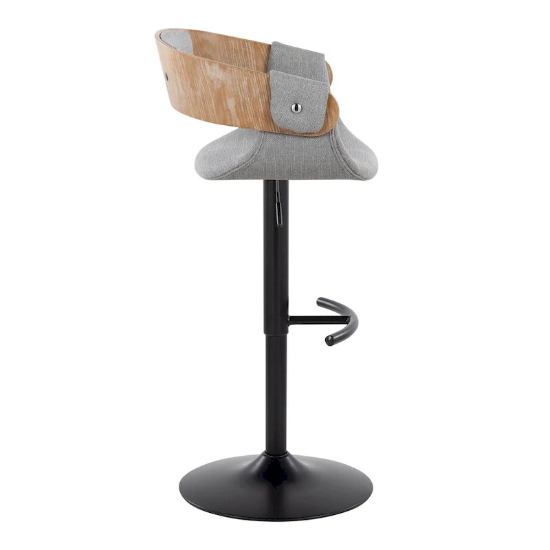 Adjustable Swivel Bar Stool - Grey/Cream Fabric - Single Seat
