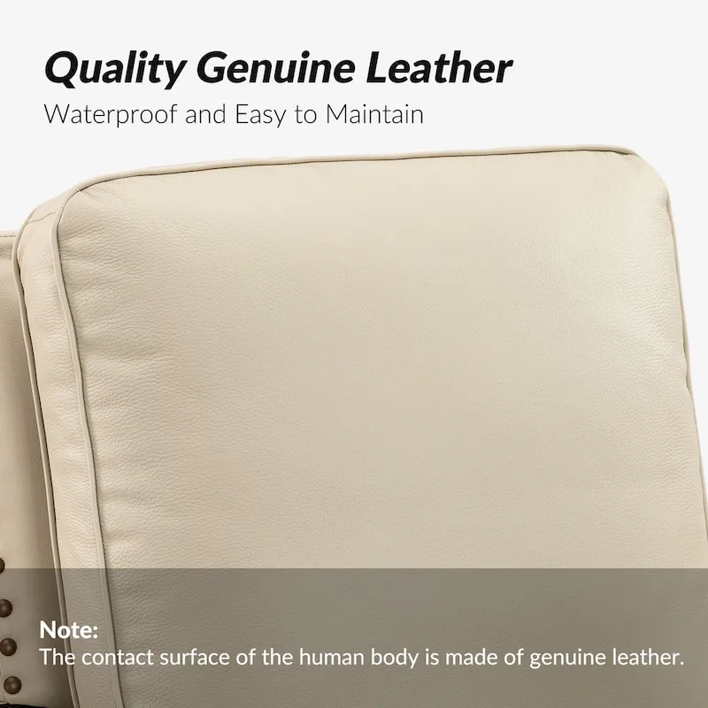 Cigar Mid-century Modern Genuine Leather Recliner with Nailhead Trim Set of 2 by HULALA HOME