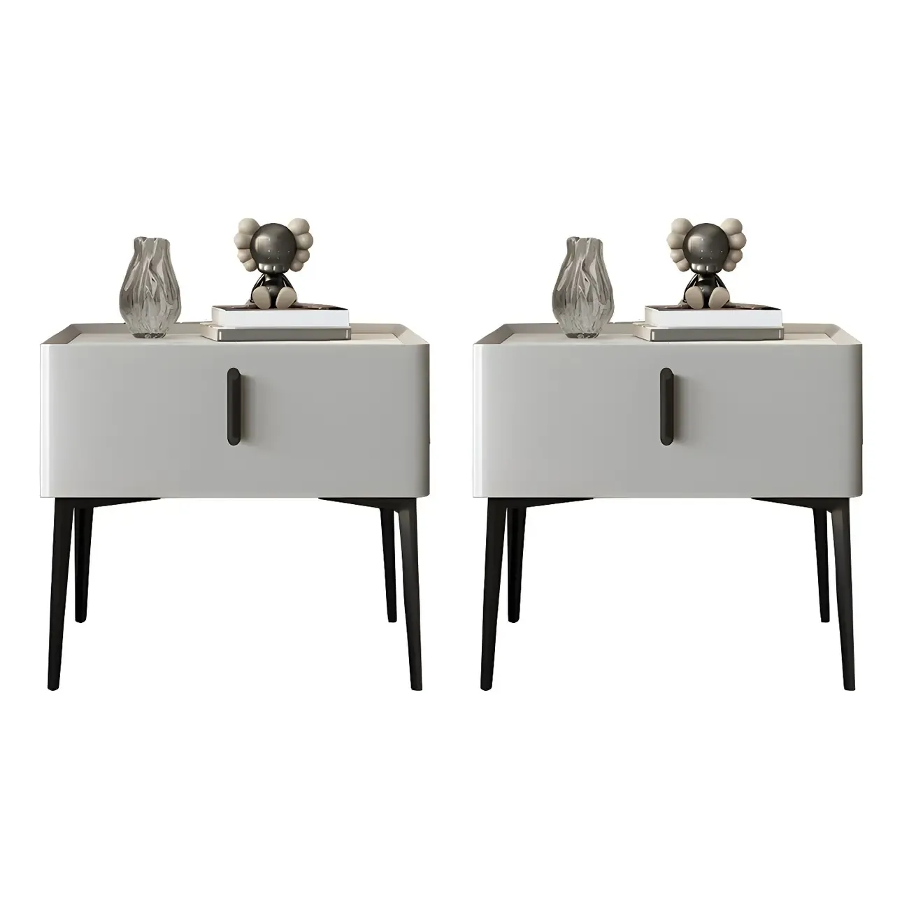 Trendy Narrow Cubic Wooden Nightstand with Legs