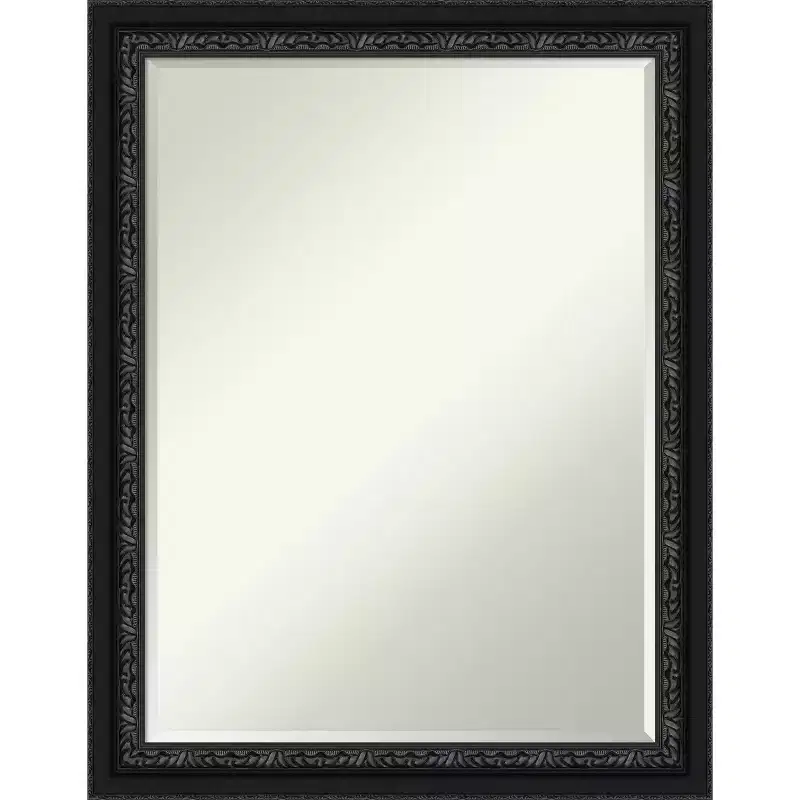 Amanti Art Downton Black Petite Bevel Wood Bathroom Wall Mirror 27.5 x 21.5 in.