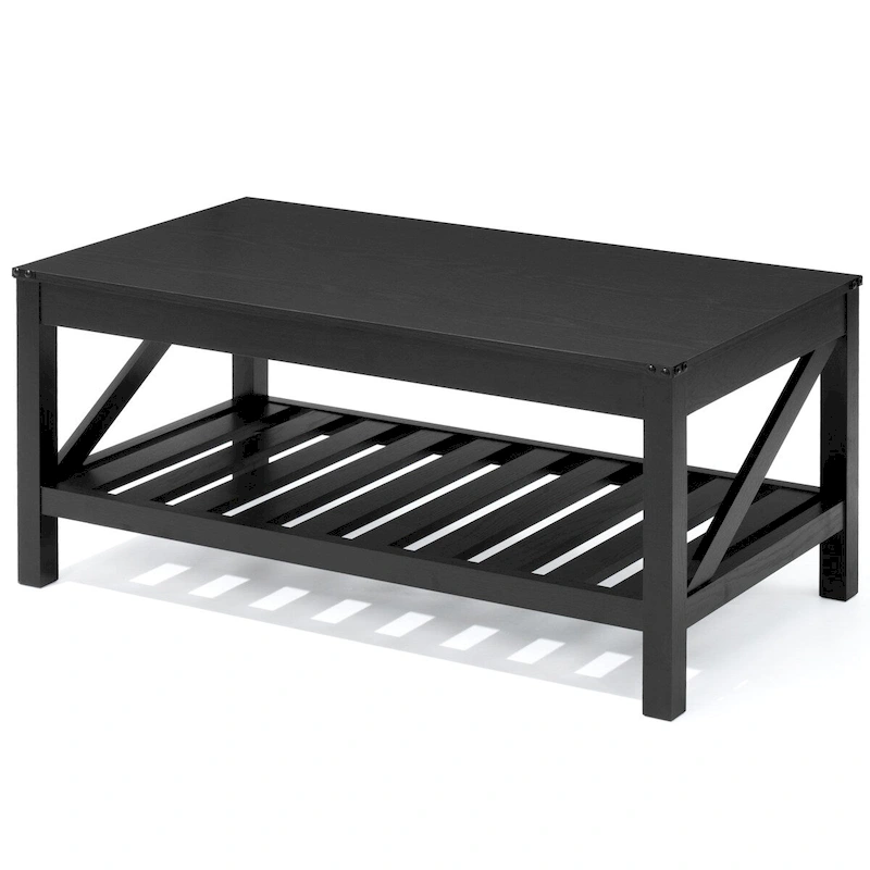 VredHom Coffee Table Center Table Tea Table with Shelf - 18.1 in H x 40.2 in W x 22 in D