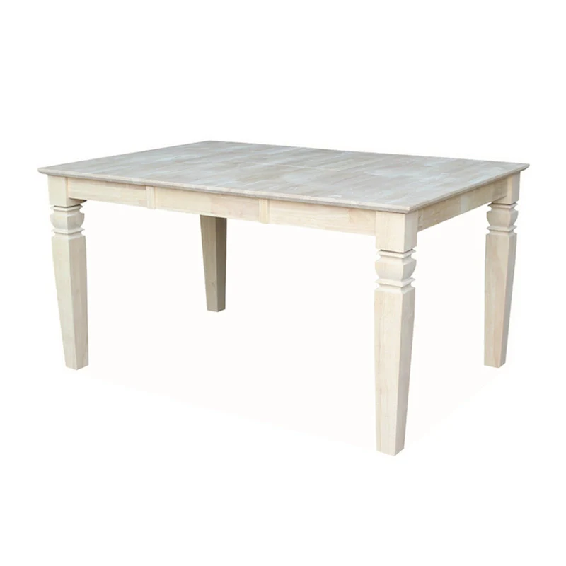 Solid Wood Unfinished Dining Table with Butterfly Leaf – Butcher Block Top, Extends to 58