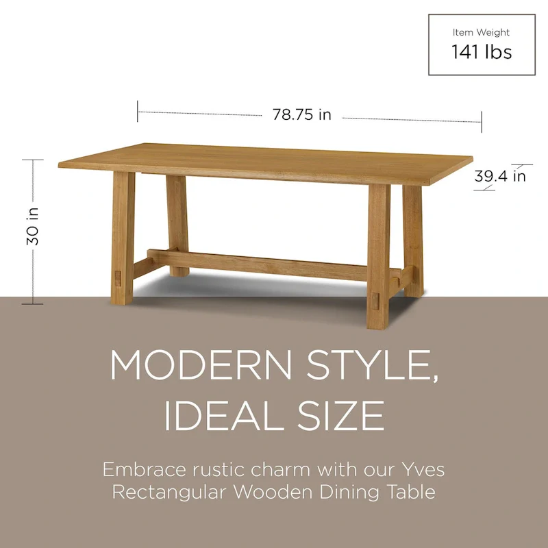 Maven Lane Yves Rectangular Wooden Dining Table in Weathered Black Finish