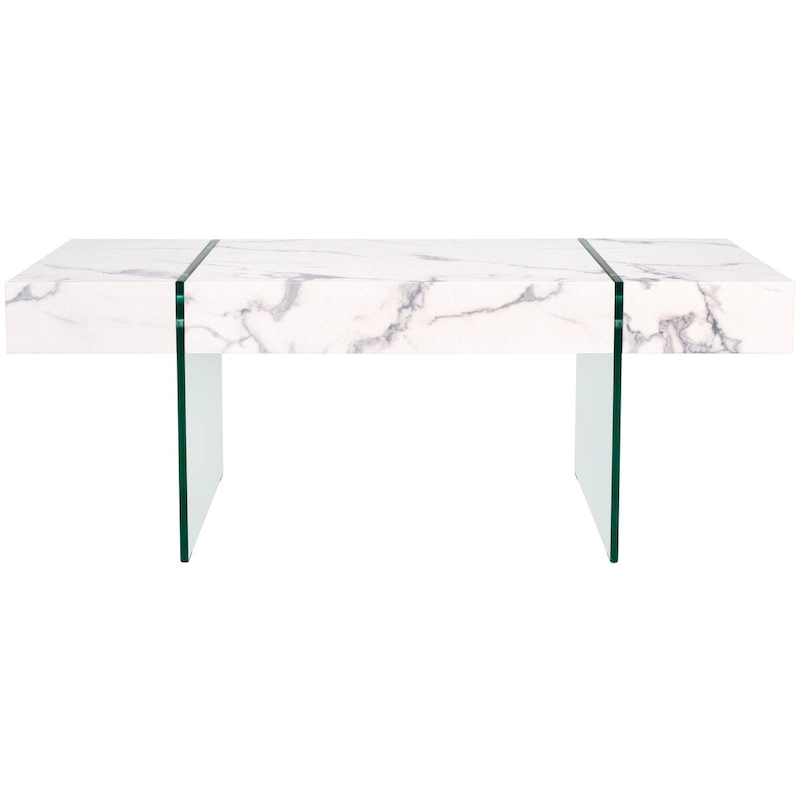 SAFAVIEH Pluma Glass Leg Rectangular Coffee Table - 43.3 W x 23.6 L x 15.7 H - 43Wx24Dx16H