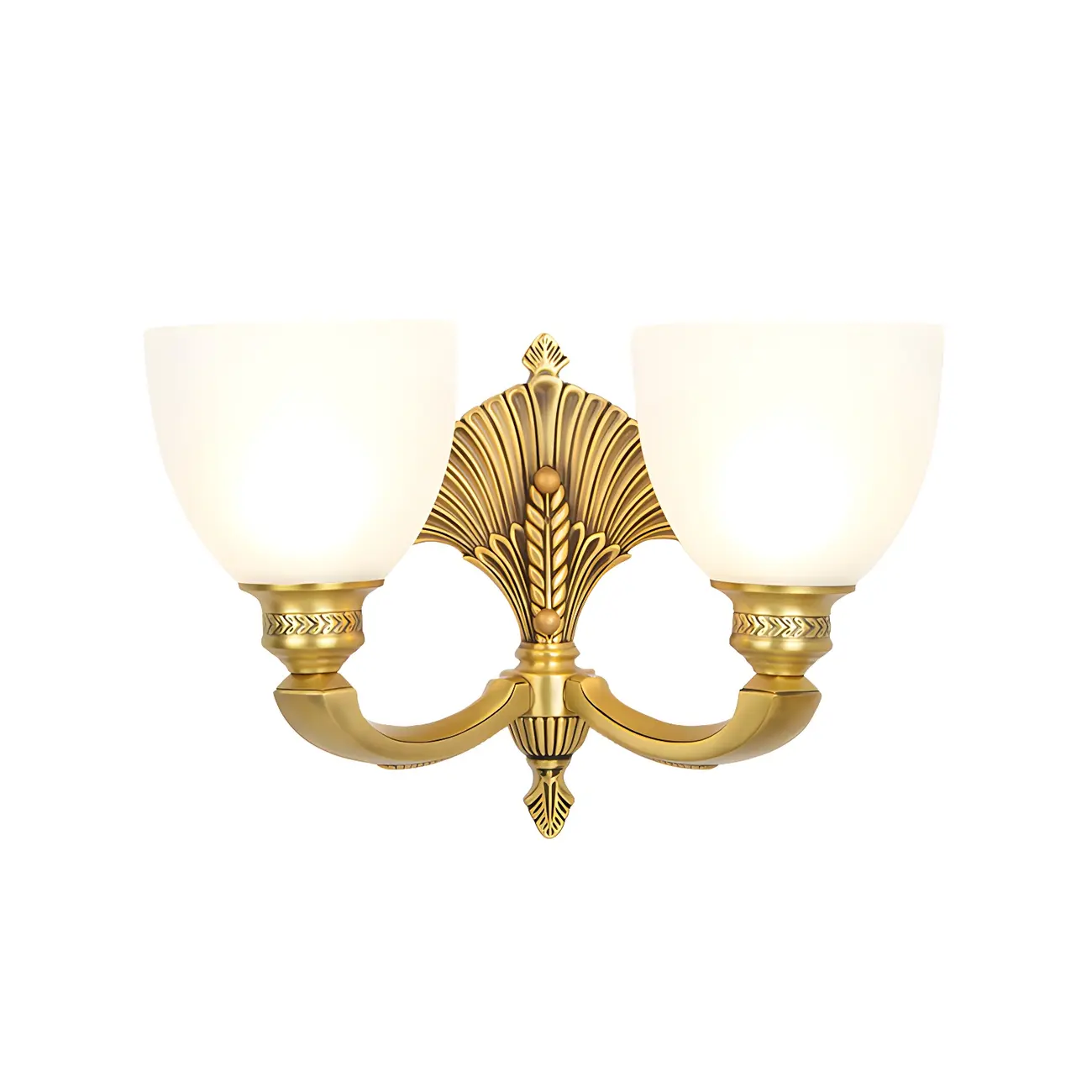 Colonial Bowl Brass Gold Glass Up Wall Light Fixture