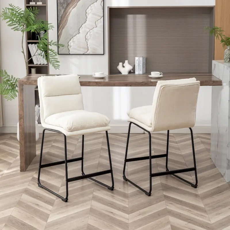 Milos Upholstered 26-inch Counter Height Stools, Set of 2