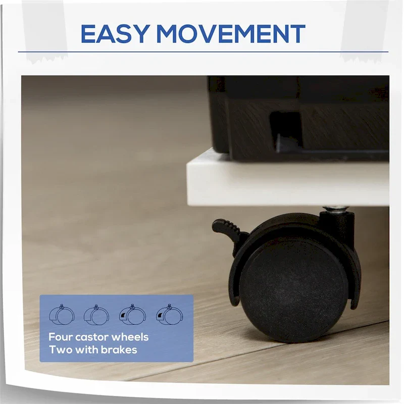 Mobile Printer Stand,Rolling File Cabinet Cart w/Wheels,Adjustable