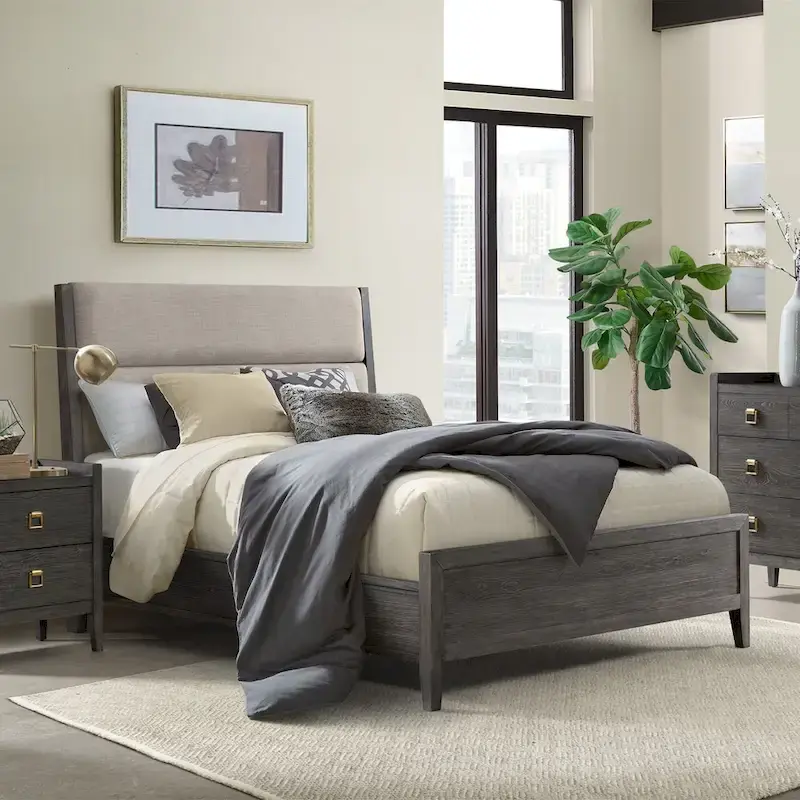 Portia Complete Upholstered Bed, Brushed Brindle
