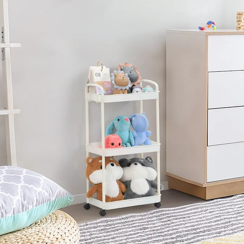 Storage Cart, Shelf Organizer Mobile Shelving, Multifunction Movable Storage Organizer