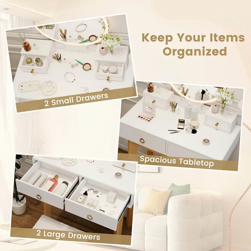 Costway Vanity Makeup Table Touch Screen 3 Lighting Modes Dressing - See Details