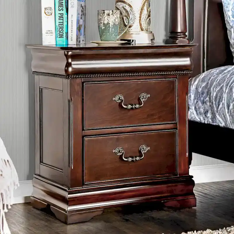 Diva Traditional Cherry Solid Wood 2-Piece Poster Bedroom Set by Furniture of America