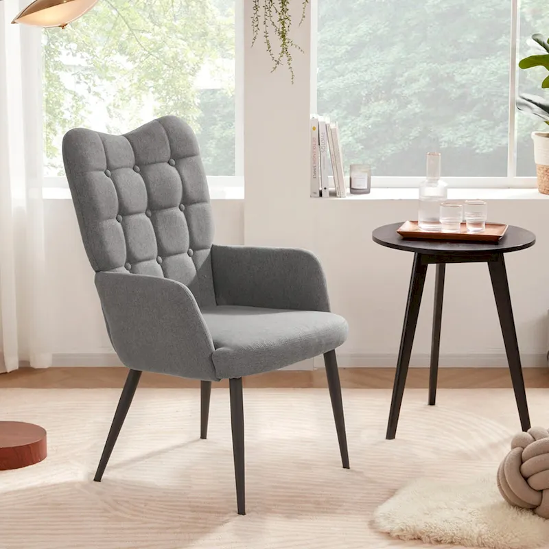 High-back Button Tufted Wingback Accent Chair