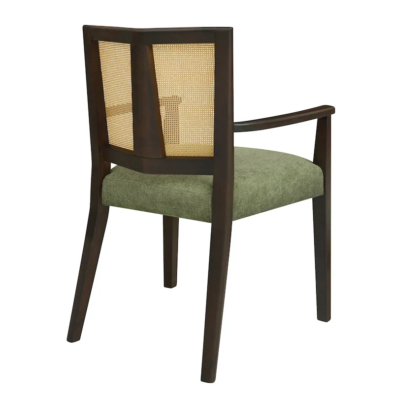 Christopher Knight Home - Harrison Mid-Century Upholstered Arm Dining Chair Set of 2 with Rattan Back