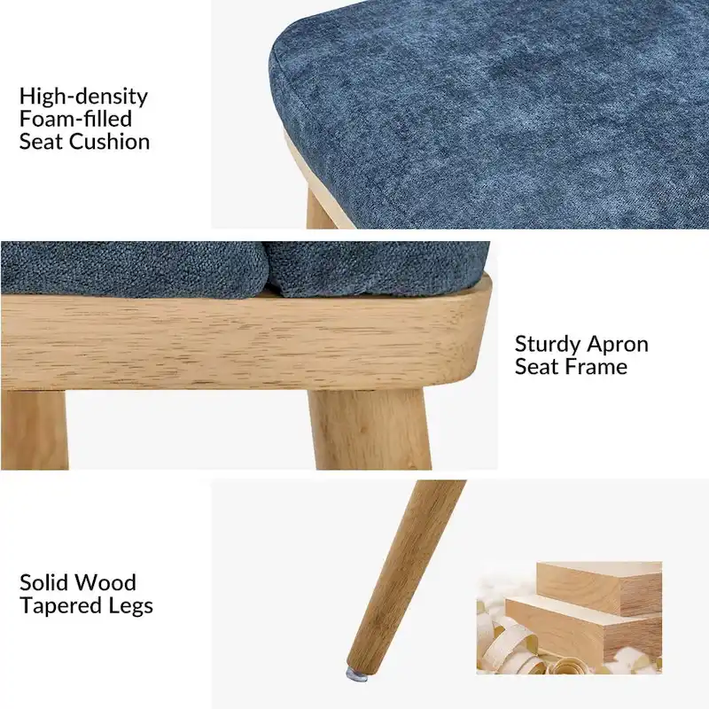 Emilia Mid-century Modern Upholstered Dining Chair Set of 2 by HULALA HOME