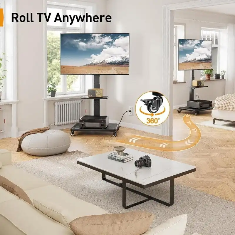 Mobile TV Stand with Power Outlet