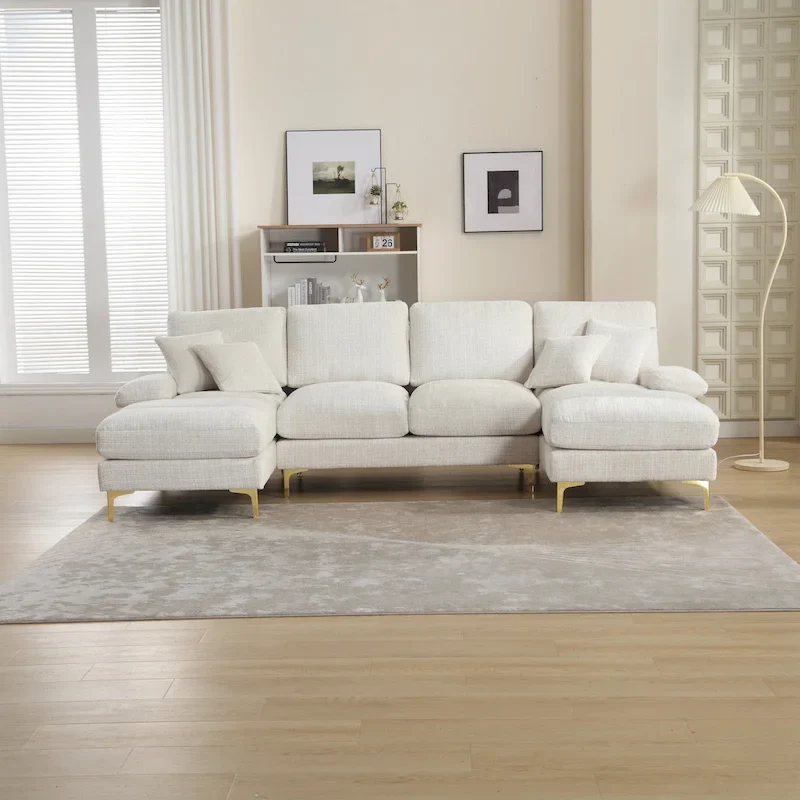 U-Shape Chenille Sectional Sofa, Multi-Color, Modern Style, Seats 5+