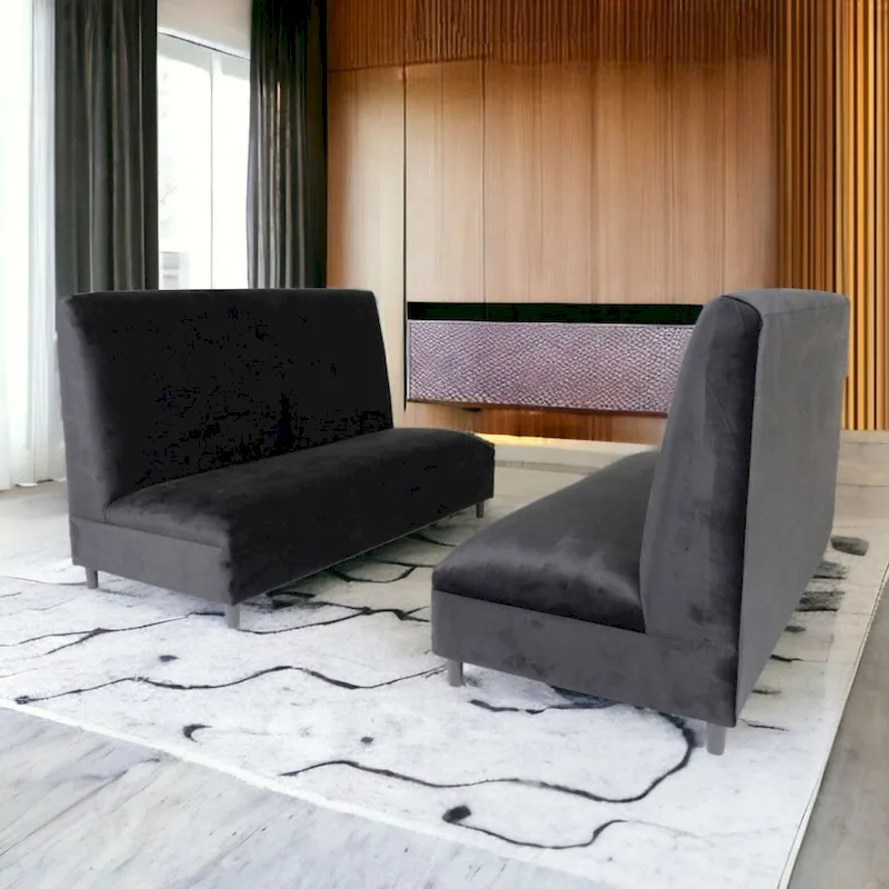 Coast to Coast Sofas Mid Century Modern Seating Booth Velvet Solid Wood Frame Upholstered