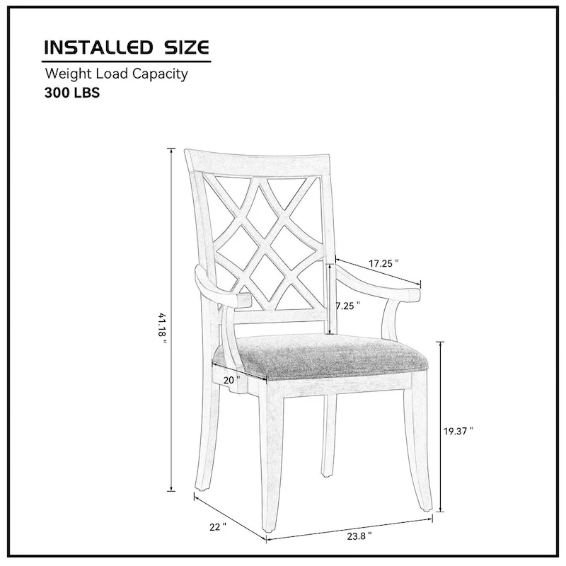 Modern Dining Chairs with Armrests and Upholstered Seat - 2 Pack