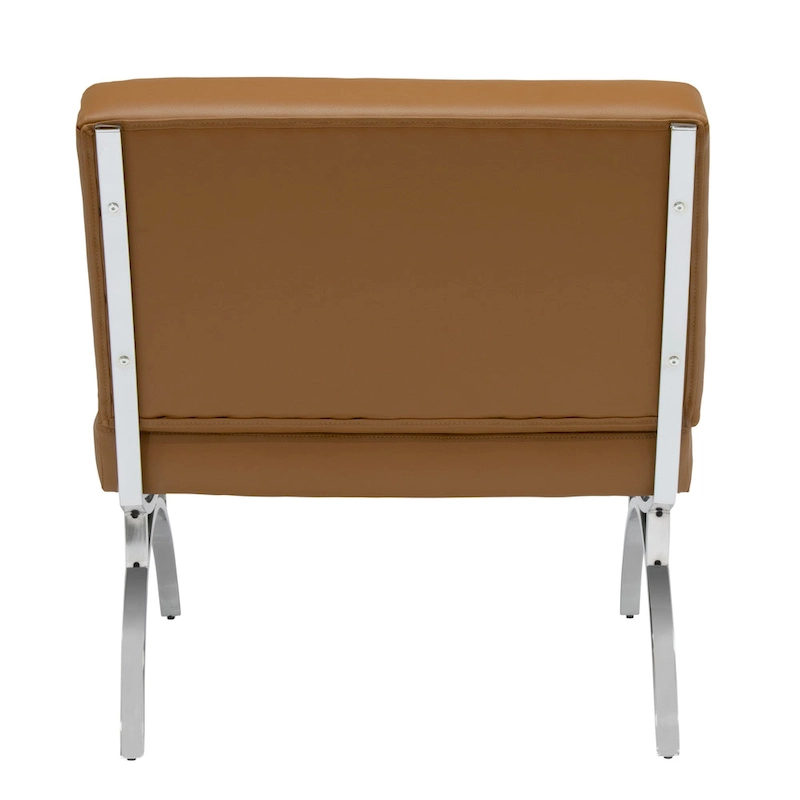 Newel Modern Blended Leather and Chrome Metal Frame Mid Century Accent Chair