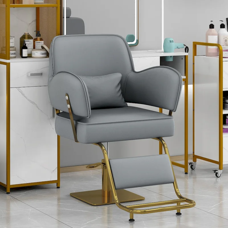 Black / Grey Swivel Barber Chair, Single Seat
