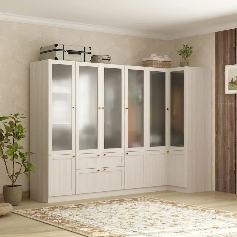 Modular Modern Glass Door Wardrobe:Storage Closet Solution Armoire
