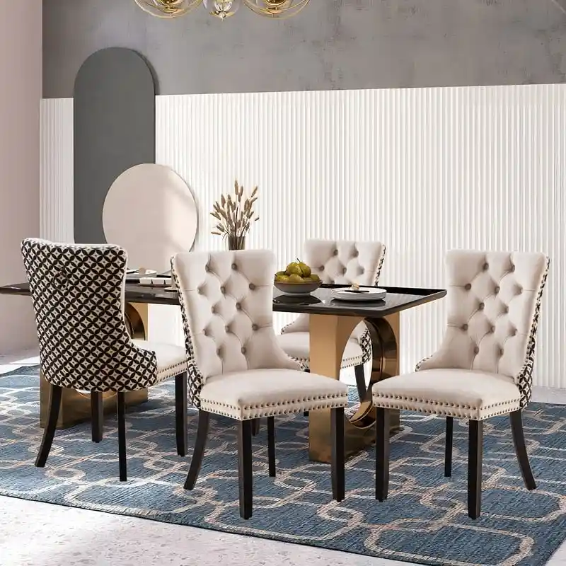Solid Wood Velvet Upholstered Dining Chair