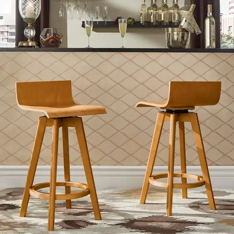 Mid-Century Modern Swivel Wood Stool