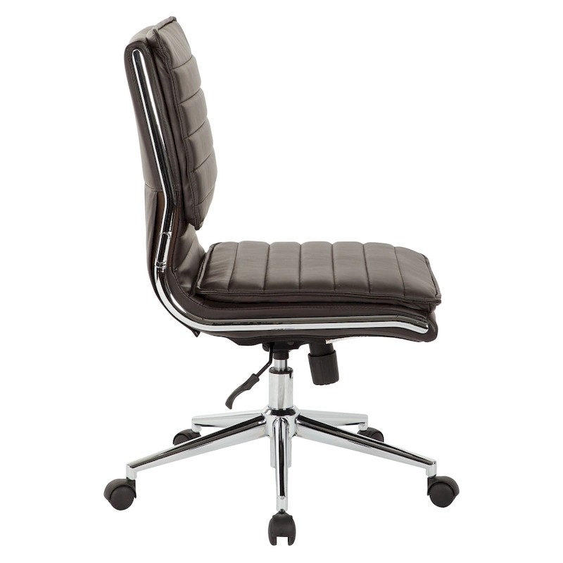 Armless Mid Back Professional Managers Faux Leather Chair with Chrome Base