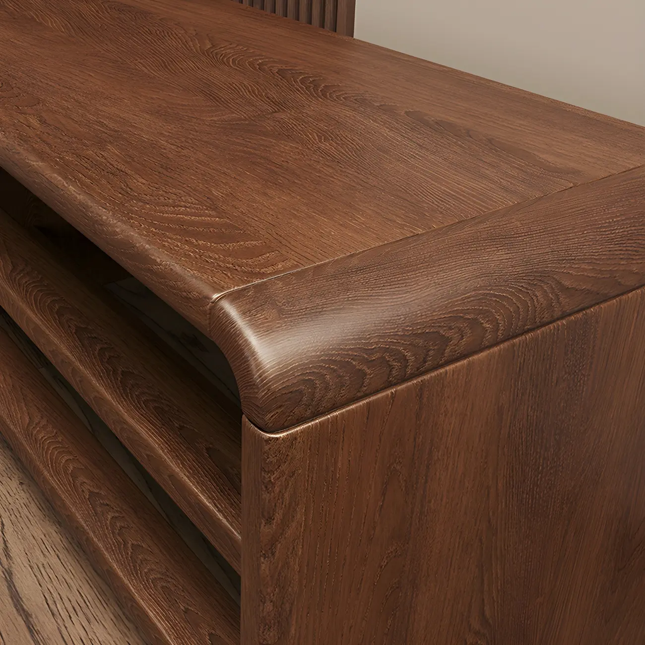 Entryway Brown Solid Wood 3-Tier Shoe Rack Bench