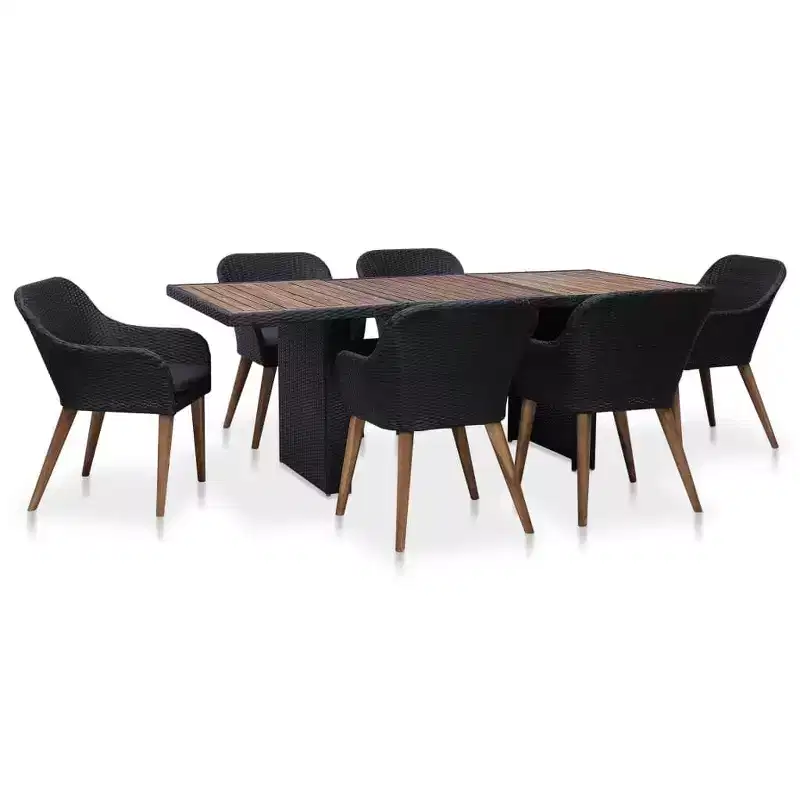 vidaXL Patio Dining Set Outdoor Table and Chairs Furniture Set Poly Rattan