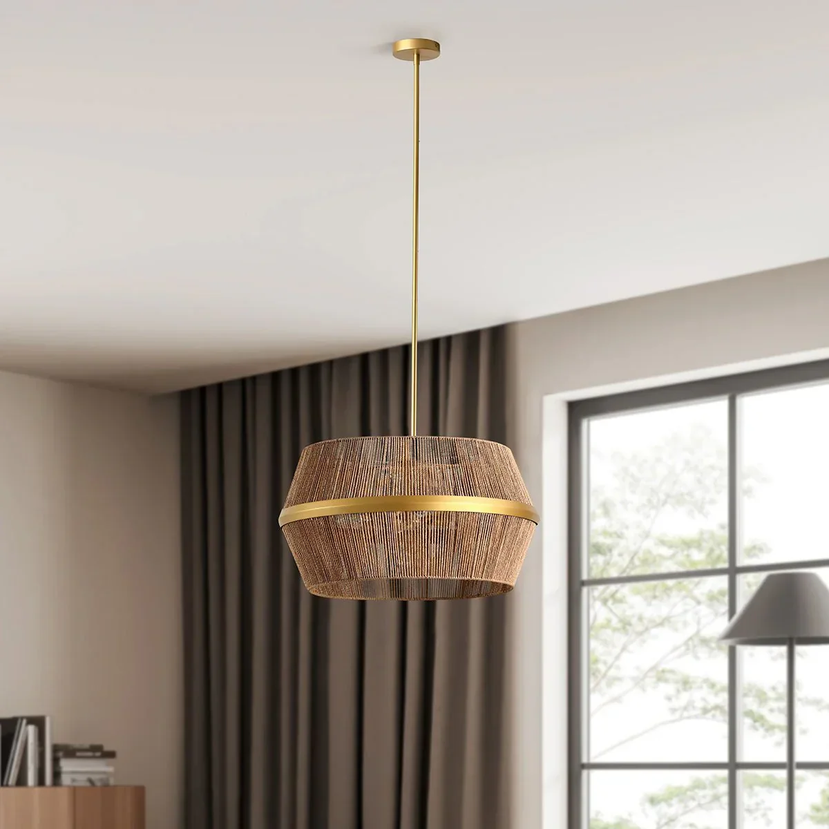 Wendy Rattan Round Chandelier