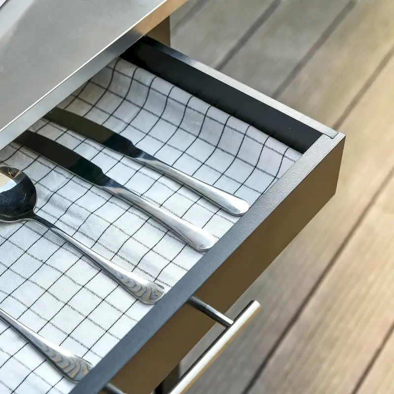 HOMCOM Kitchen island Cart Rolling Trolley Utility Serving Cart with Stainless Steel Tabletop, Wine Rack & Drawer