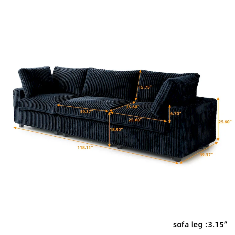 Soft Plush Modular Sectional Sofa Modern Upholstered Living Room Couch