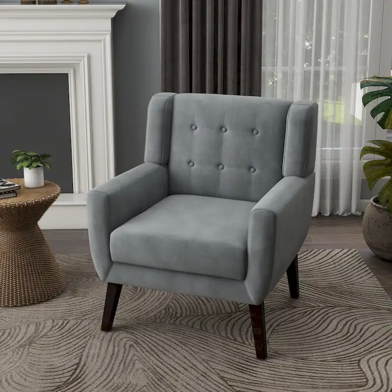 Velvet Upholstered Armchair Tufted Accent Chair