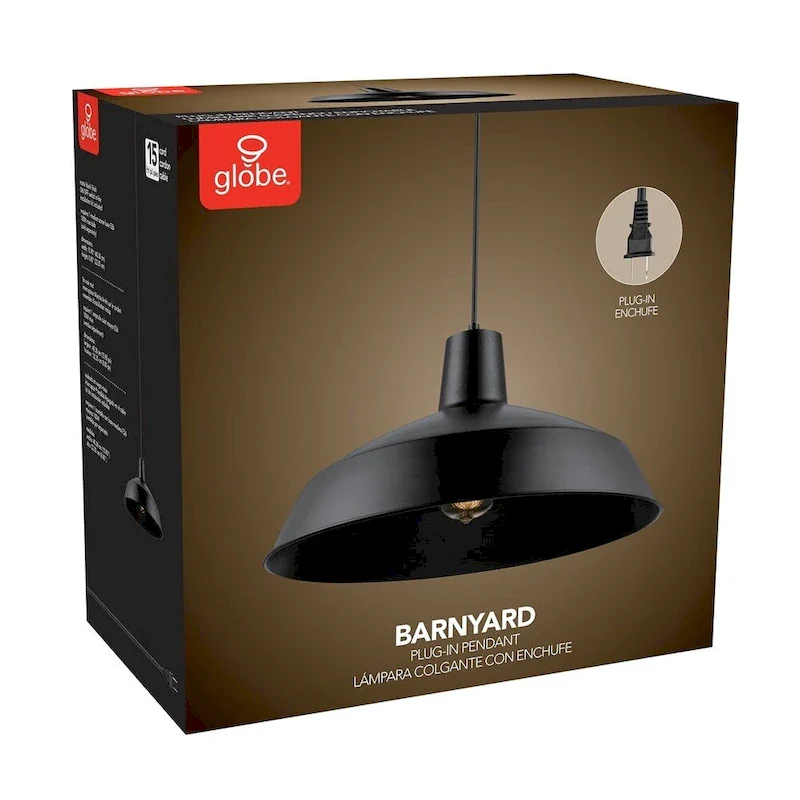 Barnyard 1-Light Matte Back Plug-In Pendant