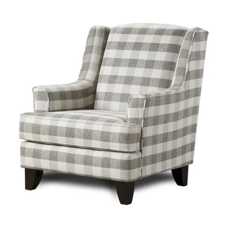 Brock Berber Off-white Buffalo Check Accent Armchair