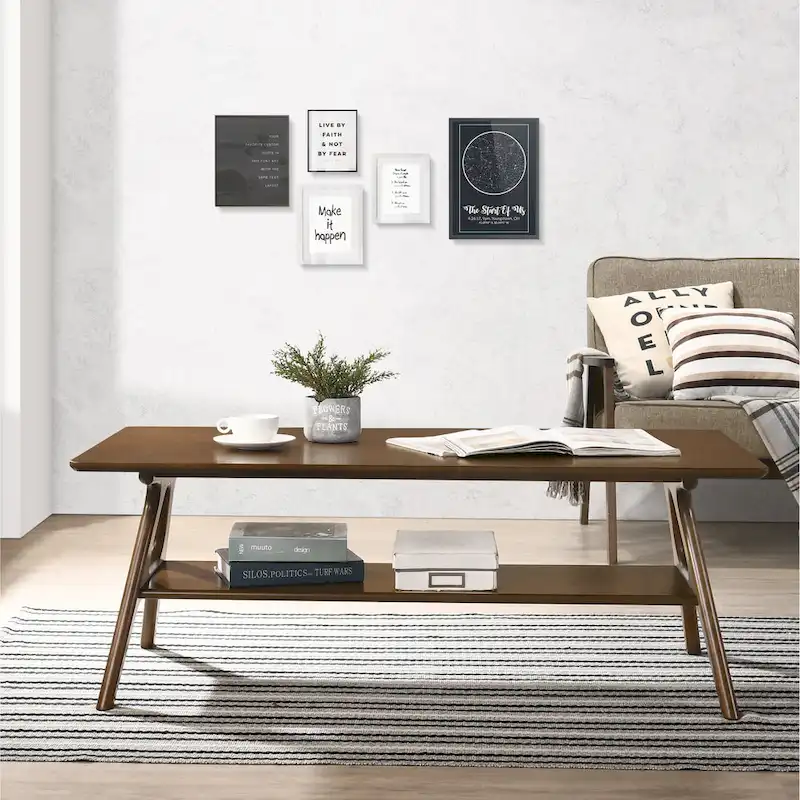 Mid-Century Modern Wood 3-Piece Coffee Table Set