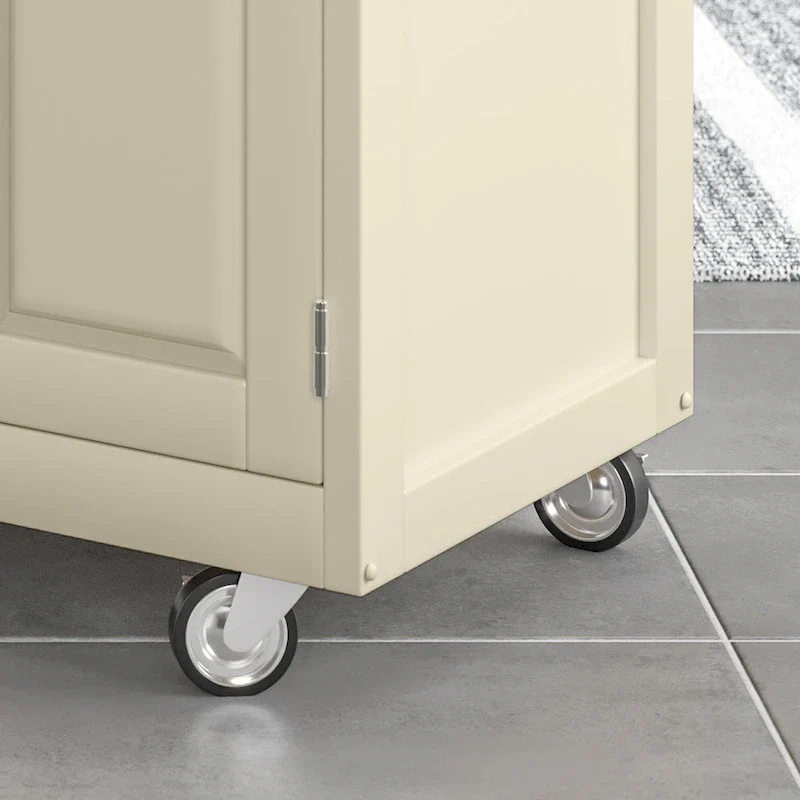 Copper Grove Puff Island White Finish with Stainless Steel Top Kitchen Cart
