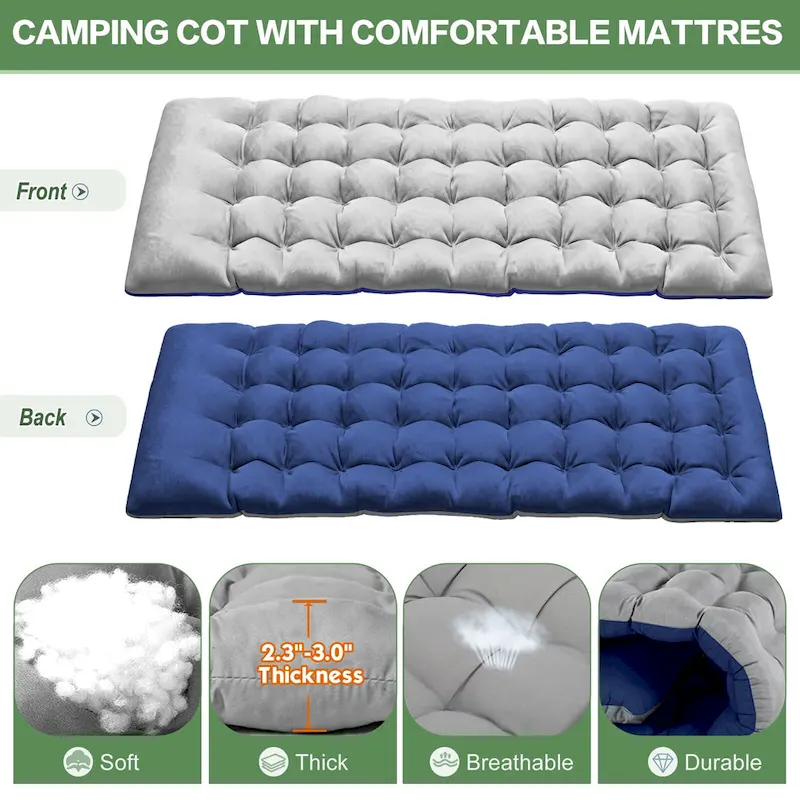 DoCred Folding Camping Cot with 3.3 Inch Mattress, 660lb Load capacity - 752814