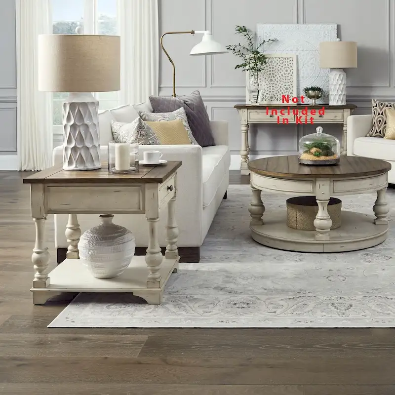 Antique White Traditional 3-Piece Table Set (1 Cocktail + 2 End Tables)