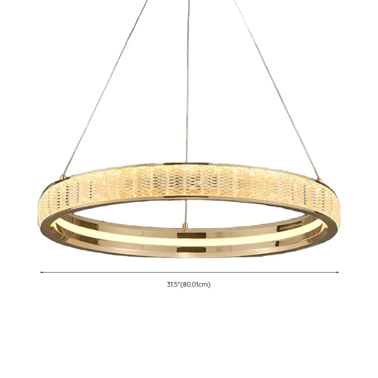 Luxury Gold Ring Crystal Elegant LED Chandelier