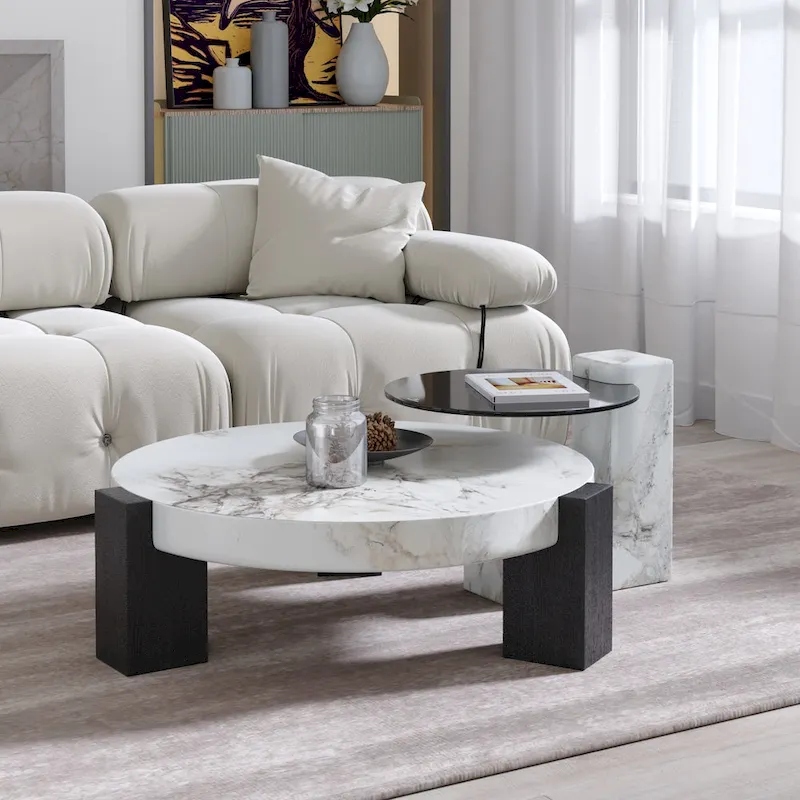 Set of 2 Round Nesting Coffee Table Set