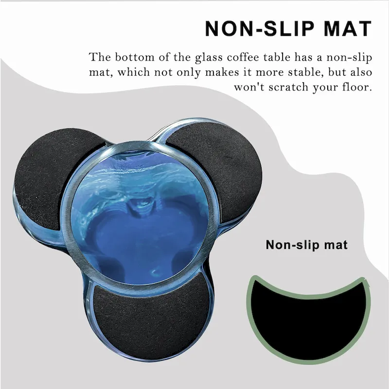 Modern Artistic Flower Glass Round Coffee Table Side Table