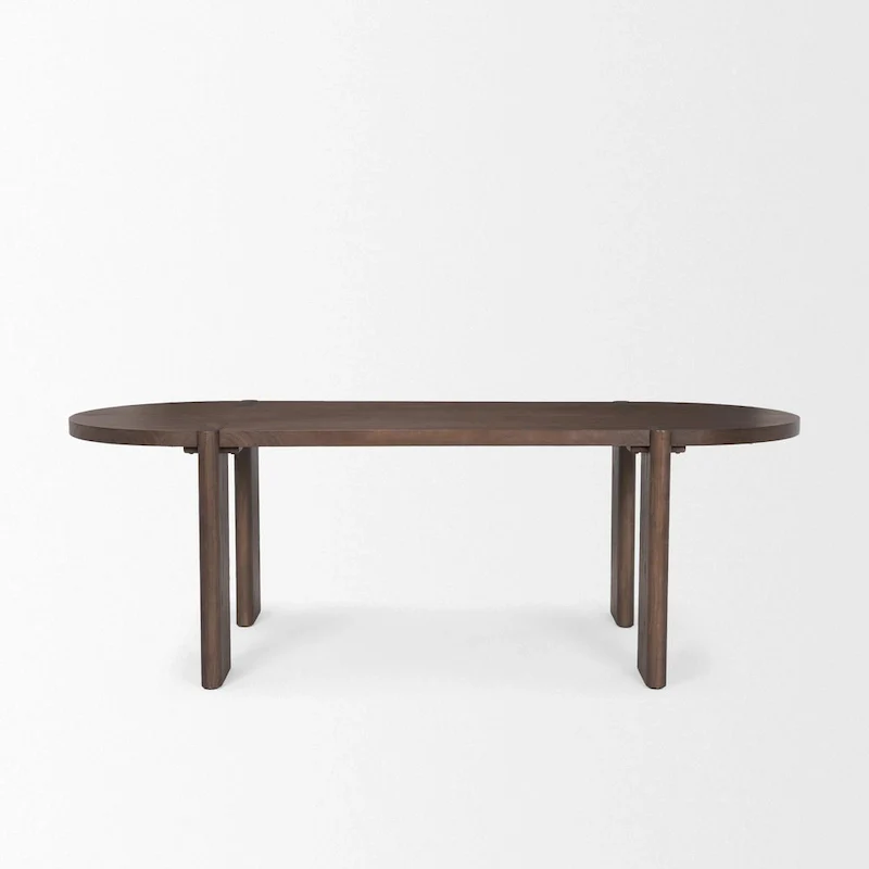 Dark Elm Wood Oval Dining Table - 91.0L x 38.0W x 30.0H
