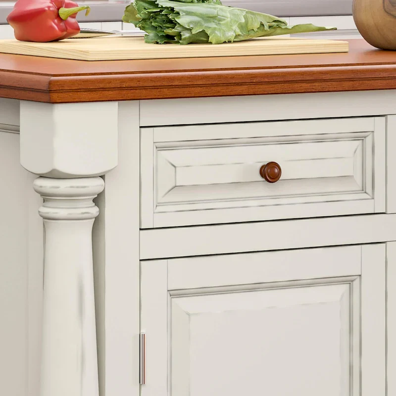 Monarch Off-White Wood Kitchen Island by Homestyles - 48 x 36 x 25
