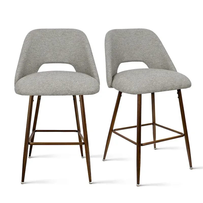 Upholstered Modern Bar Stool Walnut Leg