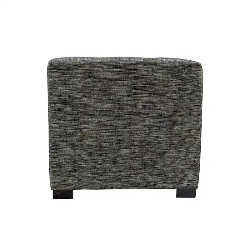 Square Button-Tufted Cotton Ottoman – Espresso / Grey / Aqua, Wood Legs, Single