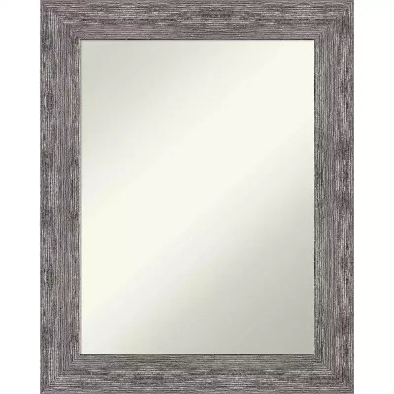24" x 30" Non-Beveled Pinstripe Plank Gray Bathroom Wall Mirror - Amanti Art: Modern Rectangle, Wall Mount